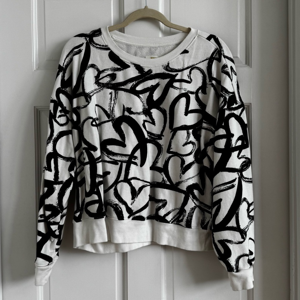Anthropologie Maeve Heart Printed Sweater